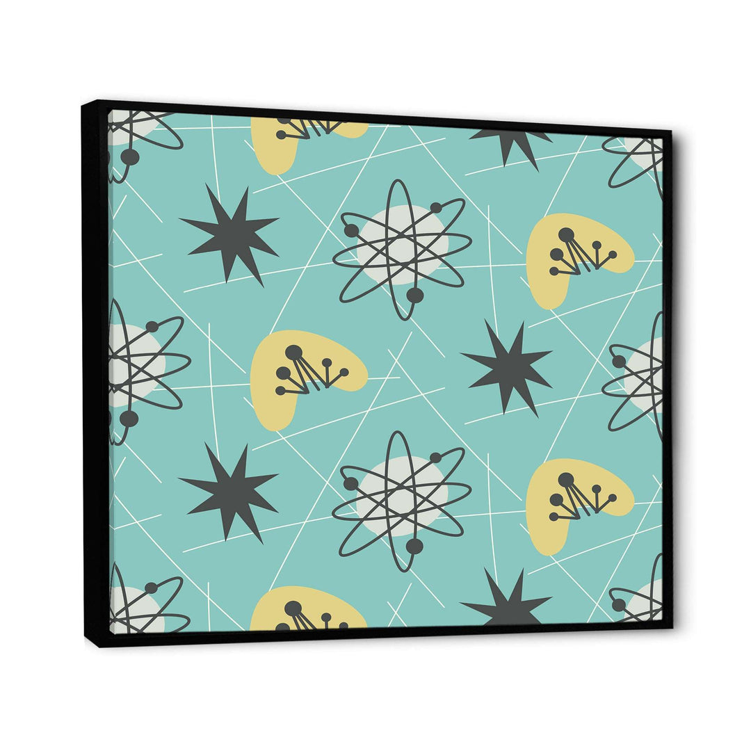 1950 Retro Pattern I Framed Canvas Vibrant Black - 1.5" Thick