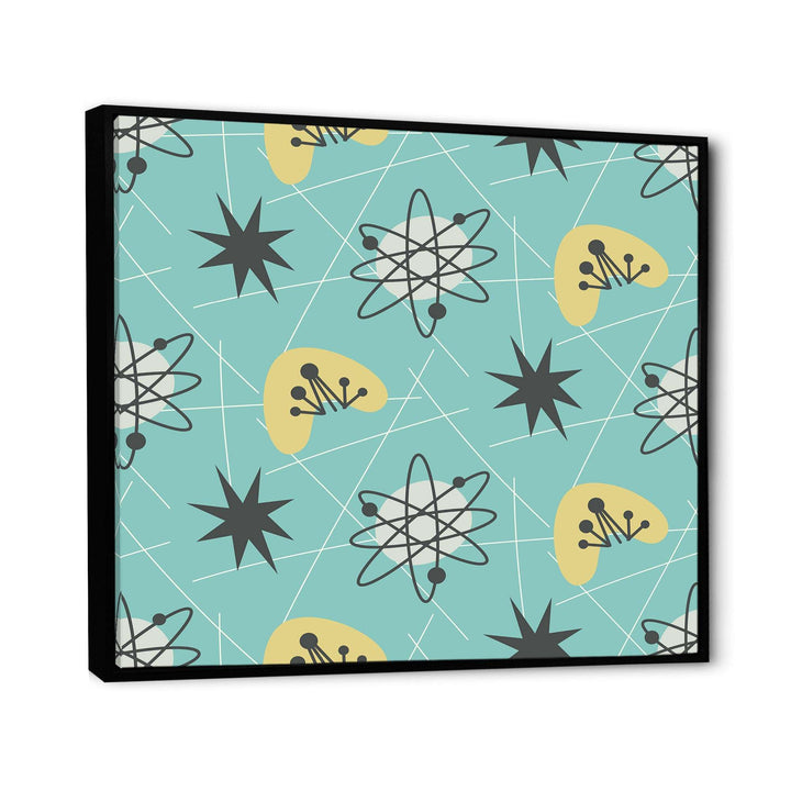 1950 Retro Pattern I Framed Canvas Vibrant Black - 1.5" Thick