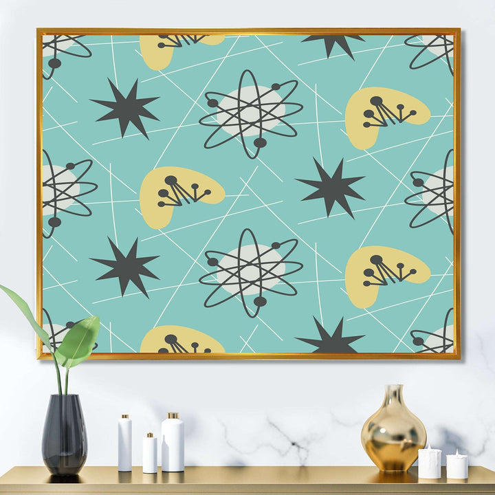 1950 Retro Pattern I Framed Canvas Vibrant Gold - 1.5" Thick
