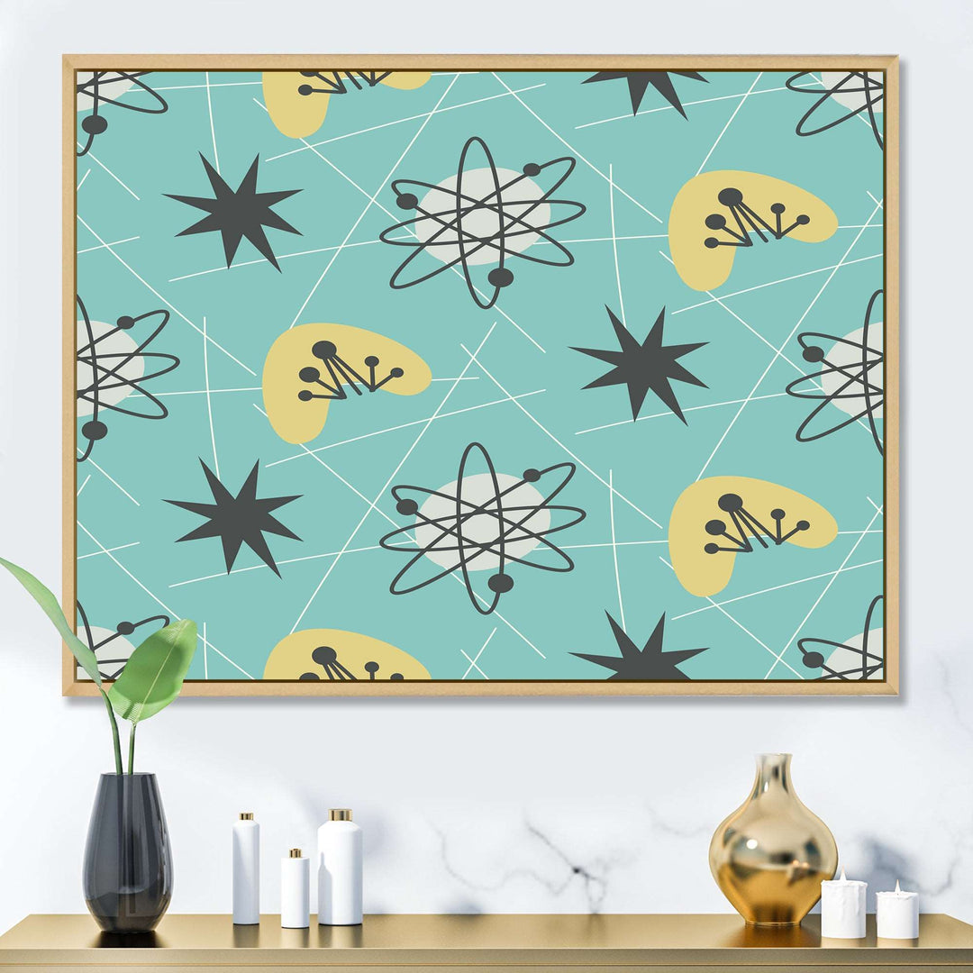 1950 Retro Pattern I Framed Canvas Matte White - 1.5" Thick