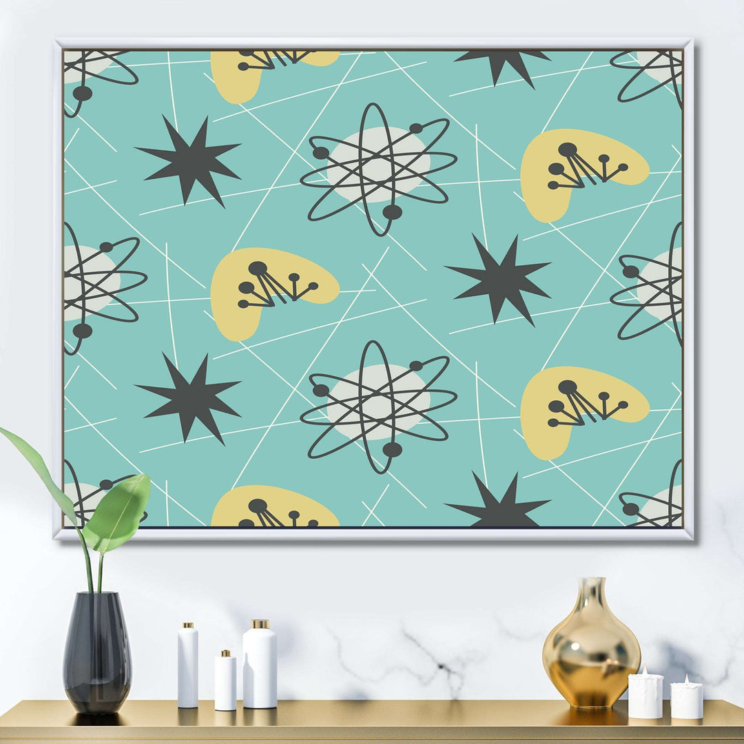 1950 Retro Pattern I Framed Canvas Matte White - 1.5" Thick