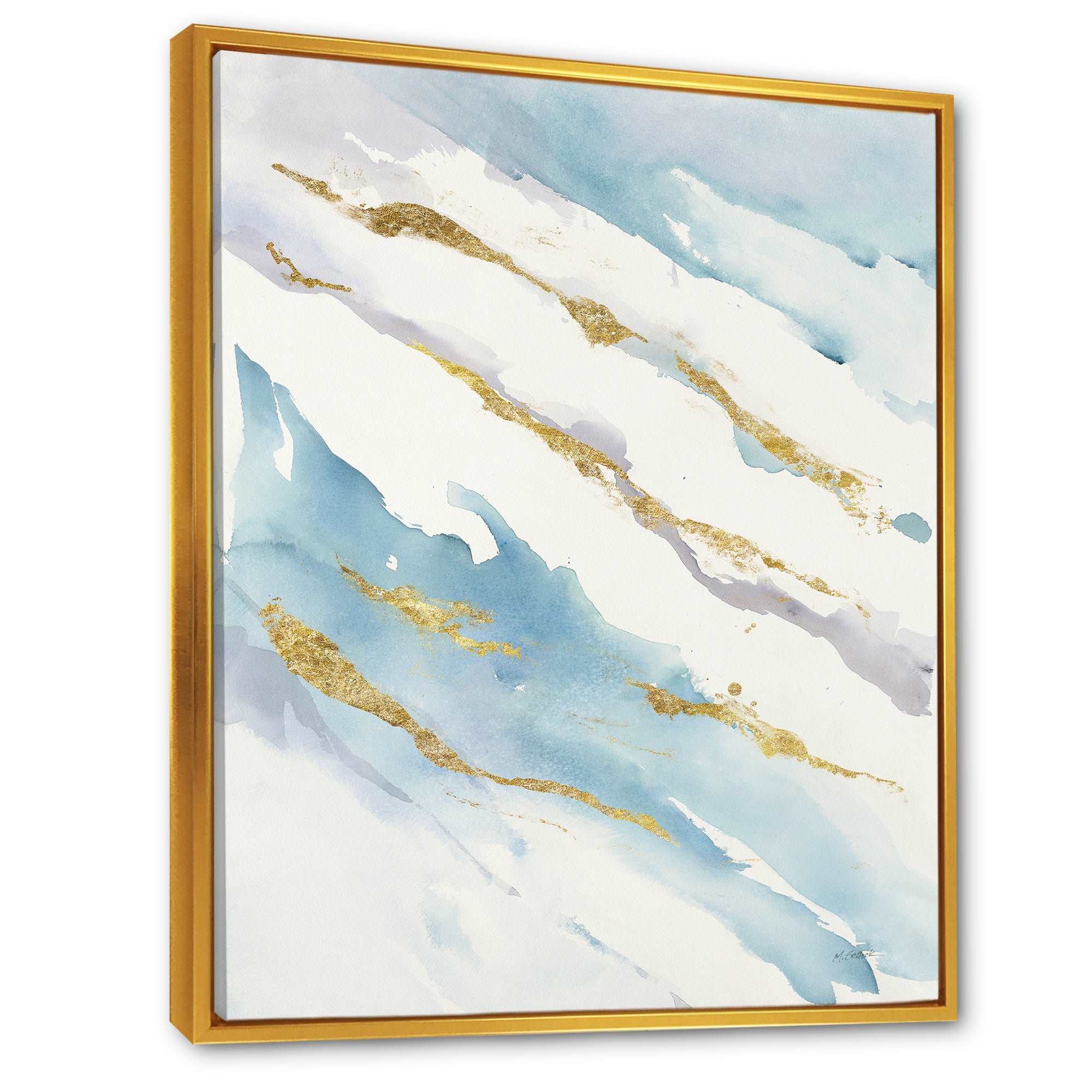 Abstract Drift v2 Framed Canvas Vibrant Gold - 1.5" Thick