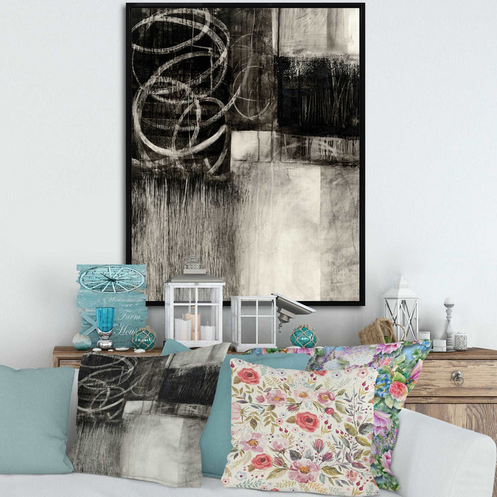 A Geometric Day I Framed Canvas Vibrant Black - 1.5" Thick
