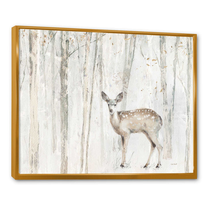 A Woodland Walk into the Forest I Framed Canvas Vibrant Gold - 1.5" Thick