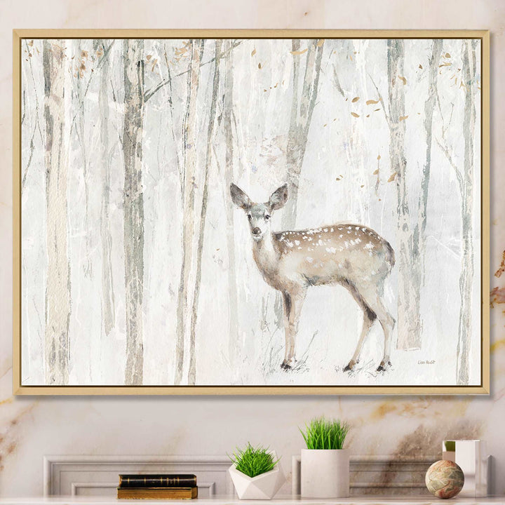 A Woodland Walk into the Forest I Framed Canvas Matte White - 1.5" Thick