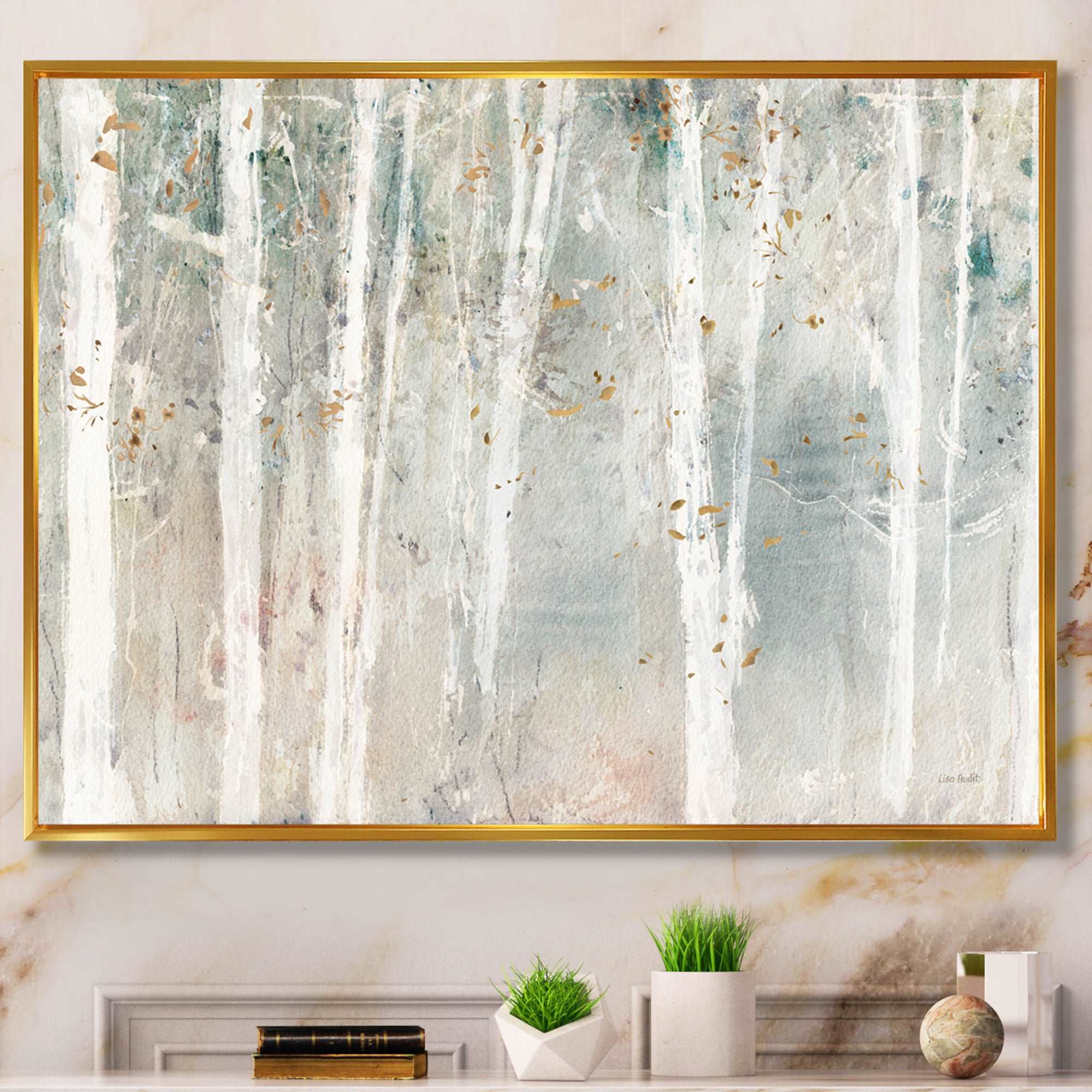 A Woodland Walk into the Forest VII Framed Canvas Vibrant Gold - 1.5" Thick