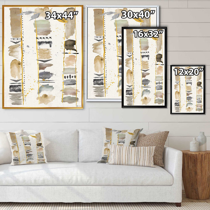 Abstract Gold Birch Trees I Framed Print Matte White - 1.5" Width