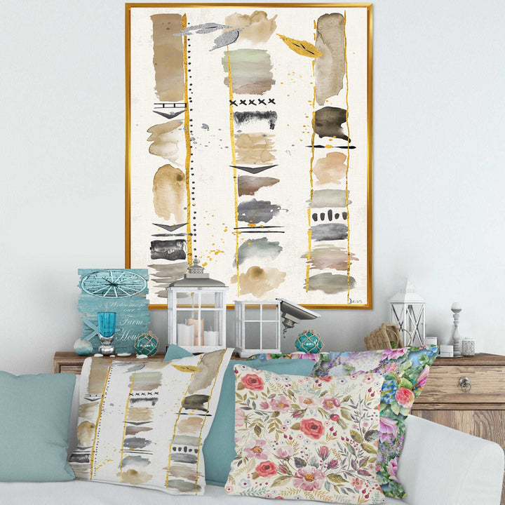 Abstract Gold Birch Trees I Framed Canvas Vibrant Gold - 1.5" Thick