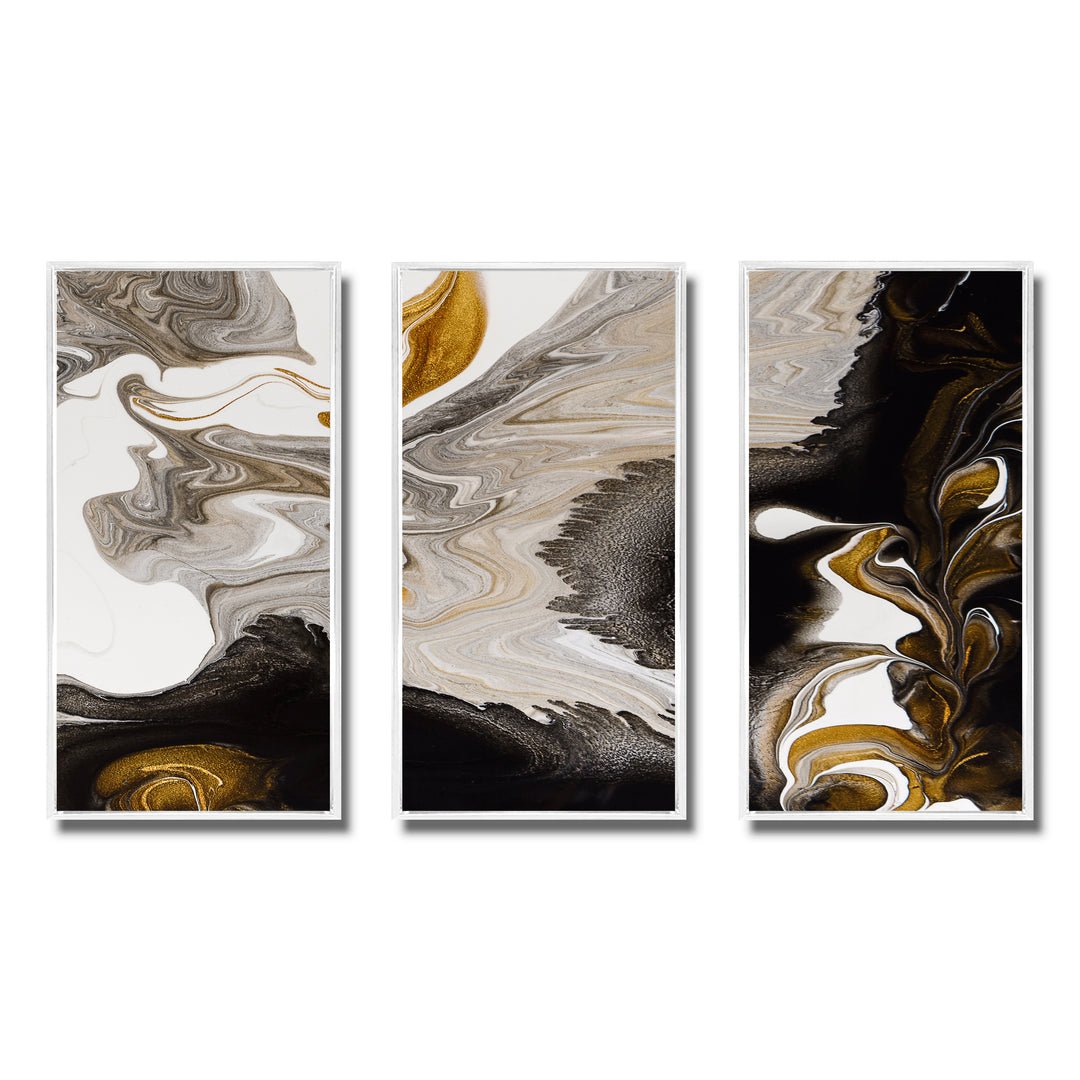 Gold And Black Marble Waves IV - Multi-Panels