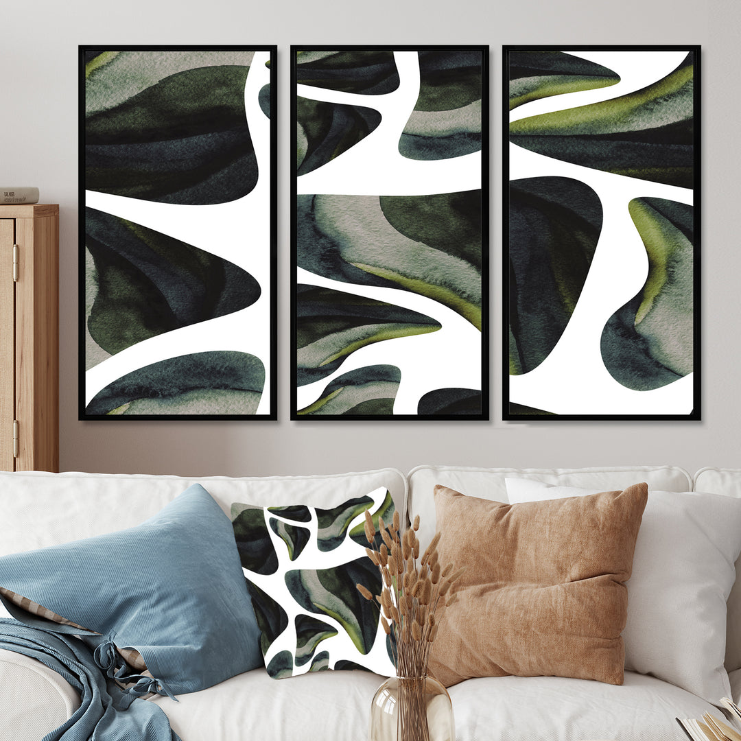 Abstract Dark Green Organic Elements III - Multi-Panels