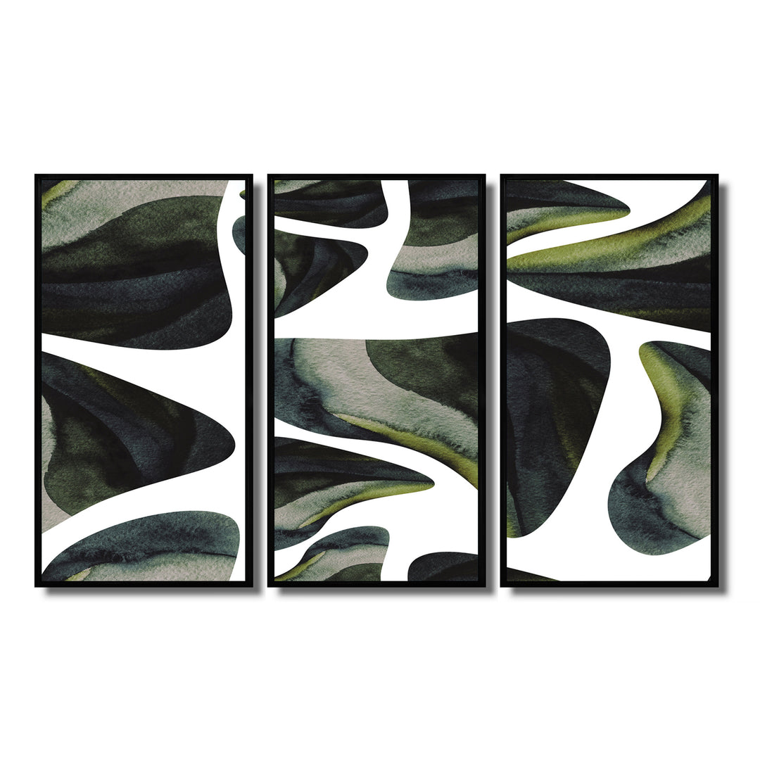 Abstract Dark Green Organic Elements III - Multi-Panels