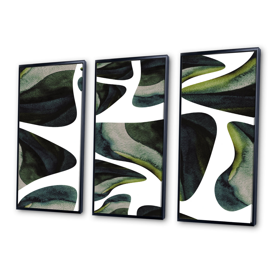 Abstract Dark Green Organic Elements III - Multi-Panels