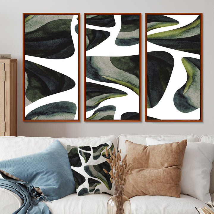 Abstract Dark Green Organic Elements III - Multi-Panels