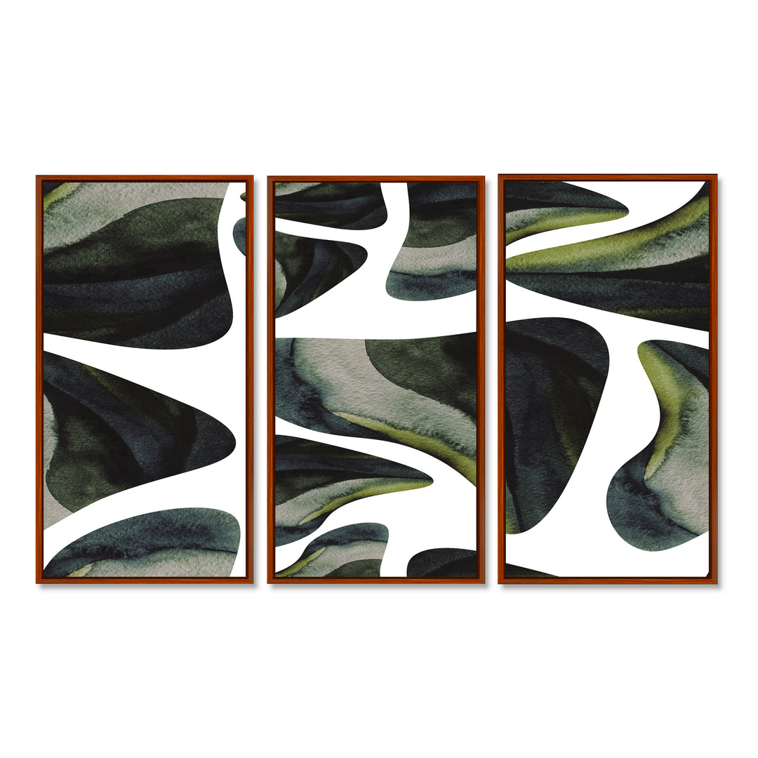 Abstract Dark Green Organic Elements III - Multi-Panels