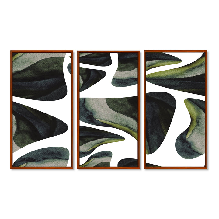 Abstract Dark Green Organic Elements III - Multi-Panels