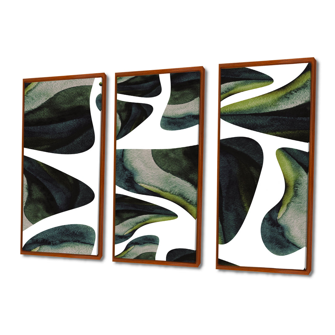 Abstract Dark Green Organic Elements III - Multi-Panels