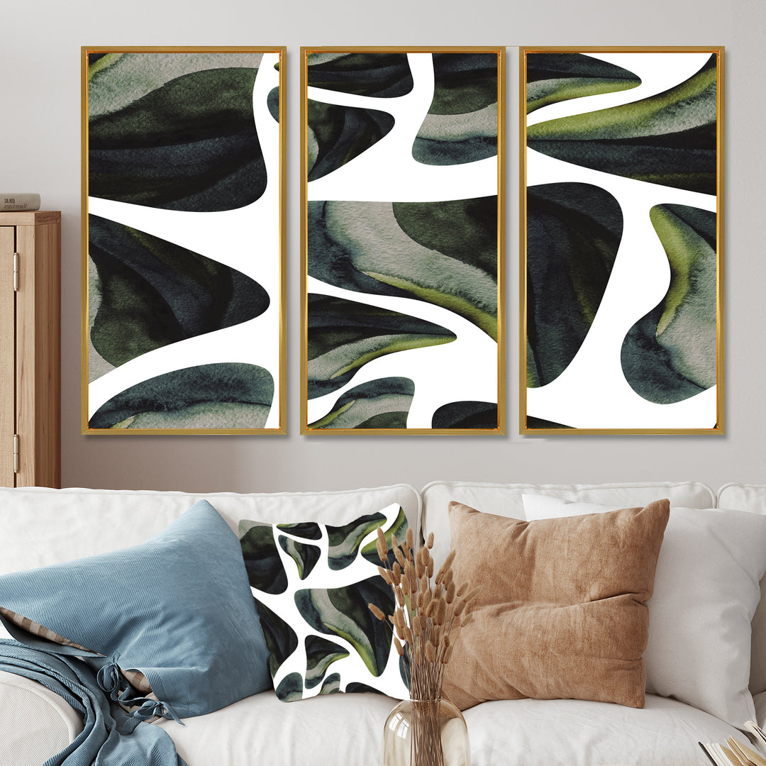 Abstract Dark Green Organic Elements III - Multi-Panels
