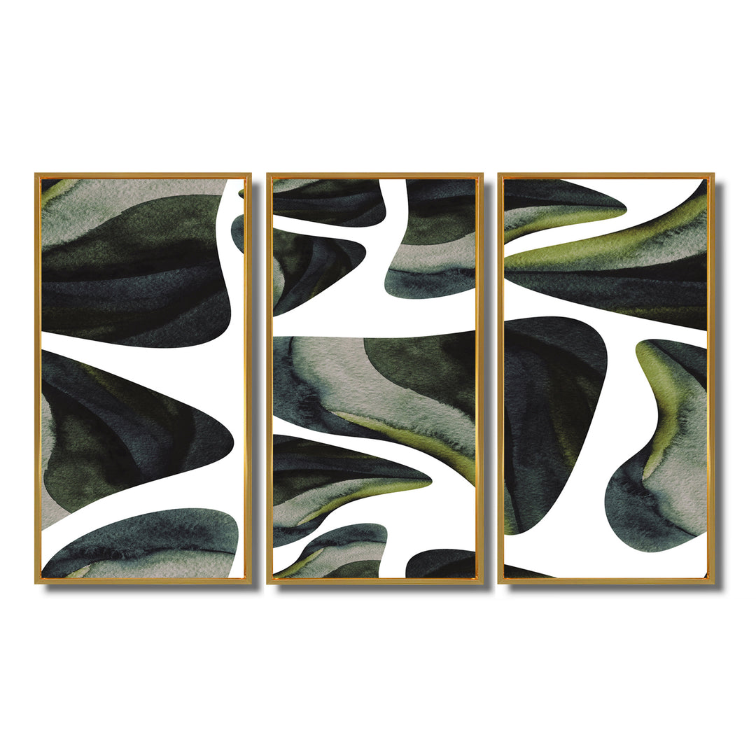 Abstract Dark Green Organic Elements III - Multi-Panels