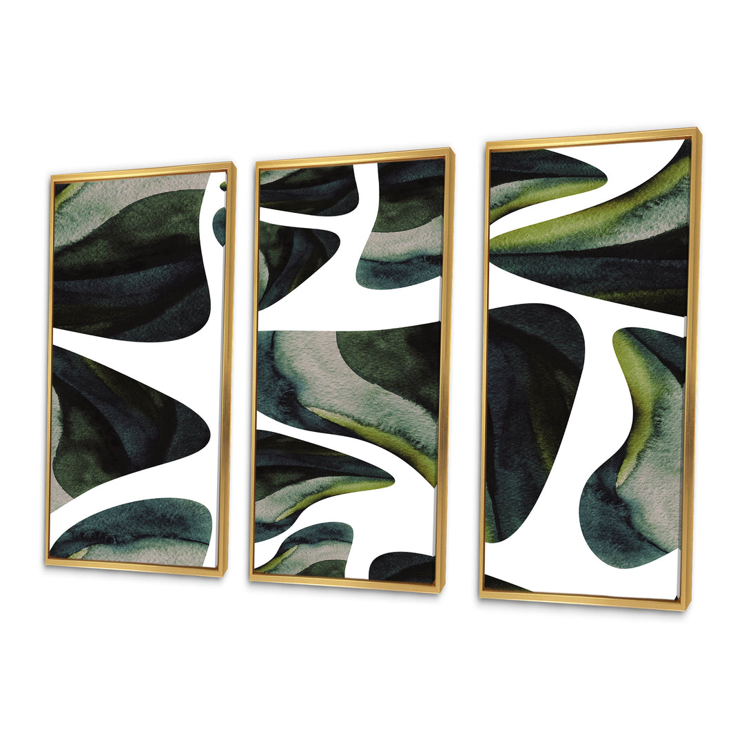 Abstract Dark Green Organic Elements III - Multi-Panels