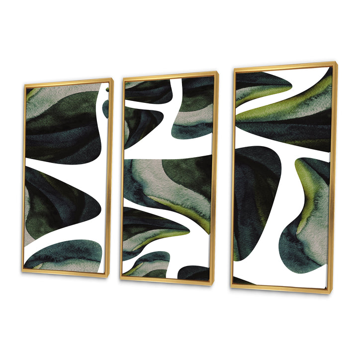 Abstract Dark Green Organic Elements III - Multi-Panels