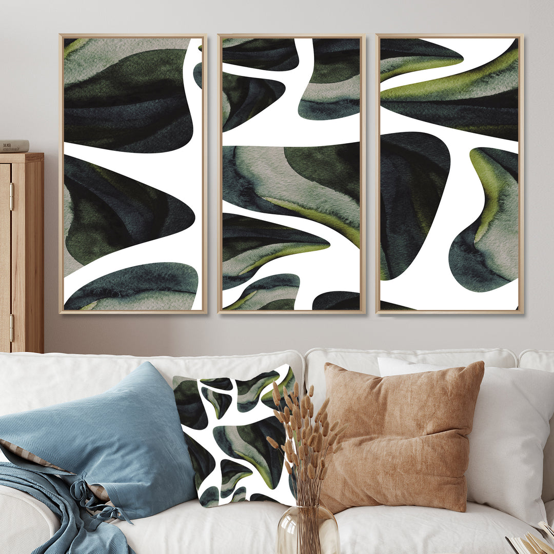 Abstract Dark Green Organic Elements III - Multi-Panels