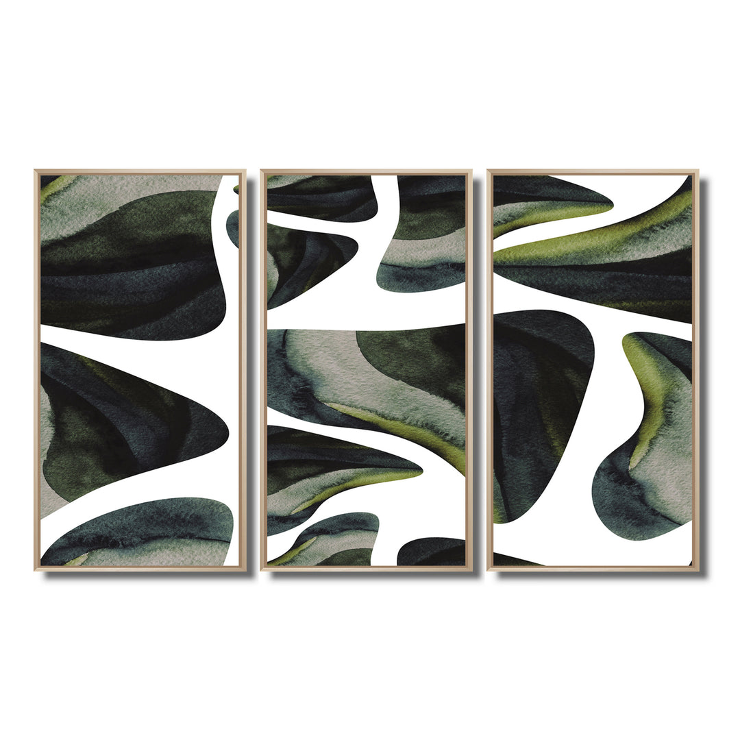 Abstract Dark Green Organic Elements III - Multi-Panels