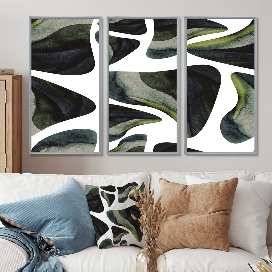 Abstract Dark Green Organic Elements III - Multi-Panels