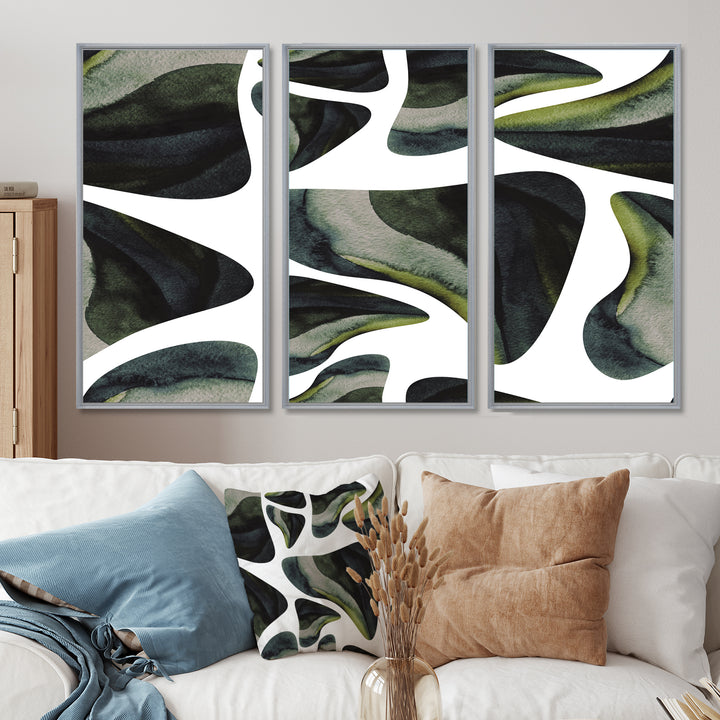 Abstract Dark Green Organic Elements III - Multi-Panels