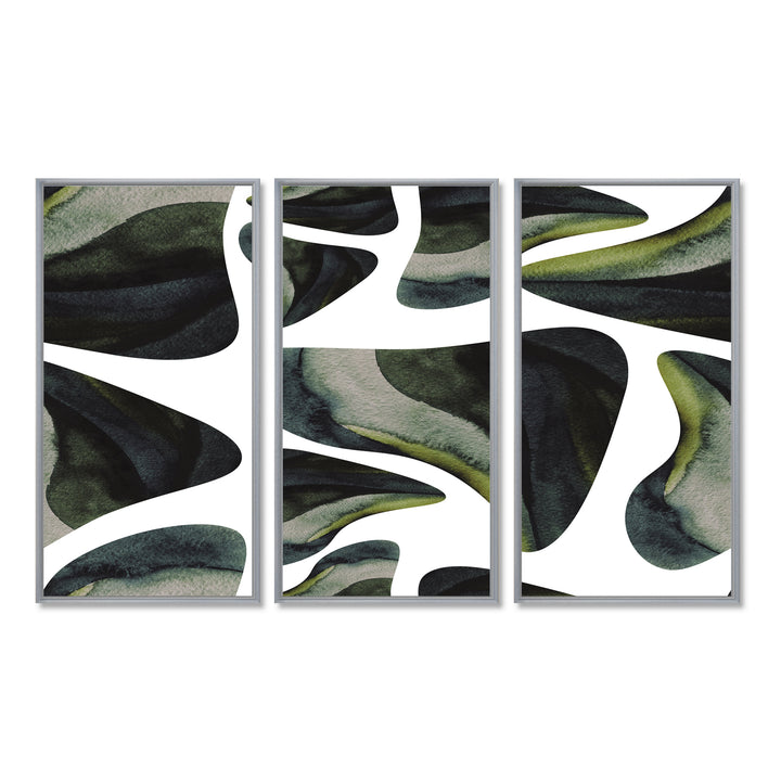 Abstract Dark Green Organic Elements III - Multi-Panels