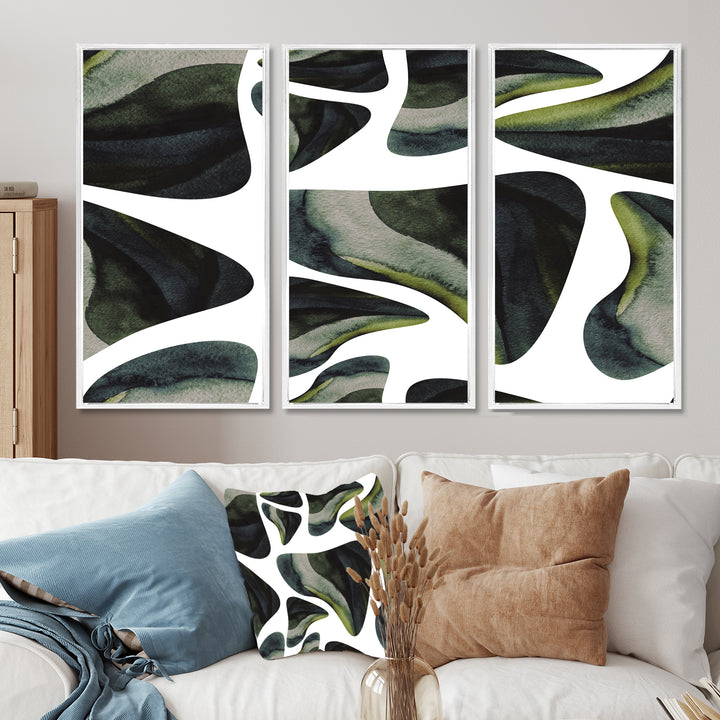 Abstract Dark Green Organic Elements III - Multi-Panels
