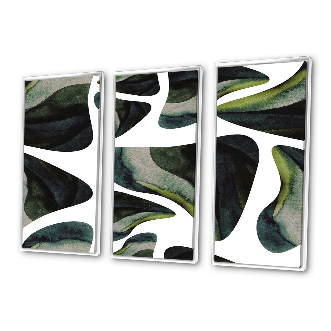 Abstract Dark Green Organic Elements III - Multi-Panels