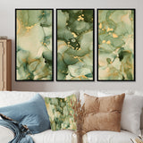 Green Luxury Abstract Fluid Art I - Multi-Panels