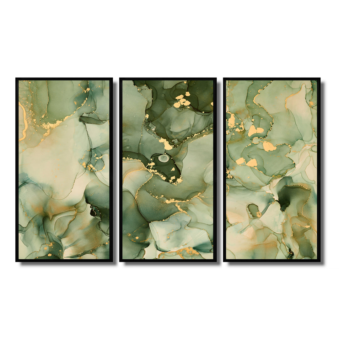 Green Luxury Abstract Fluid Art I - Multi-Panels