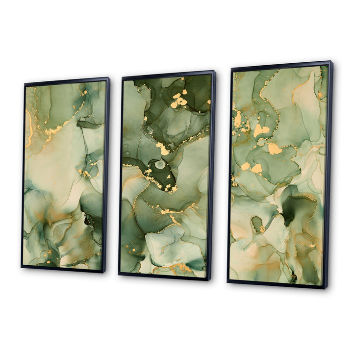 Green Luxury Abstract Fluid Art I - Multi-Panels