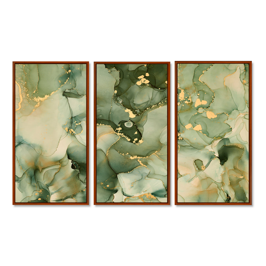 Green Luxury Abstract Fluid Art I - Multi-Panels