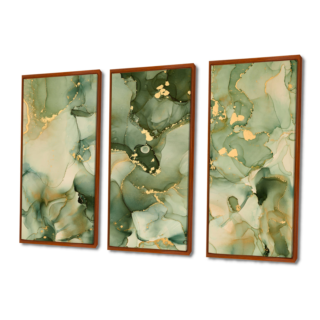 Green Luxury Abstract Fluid Art I - Multi-Panels
