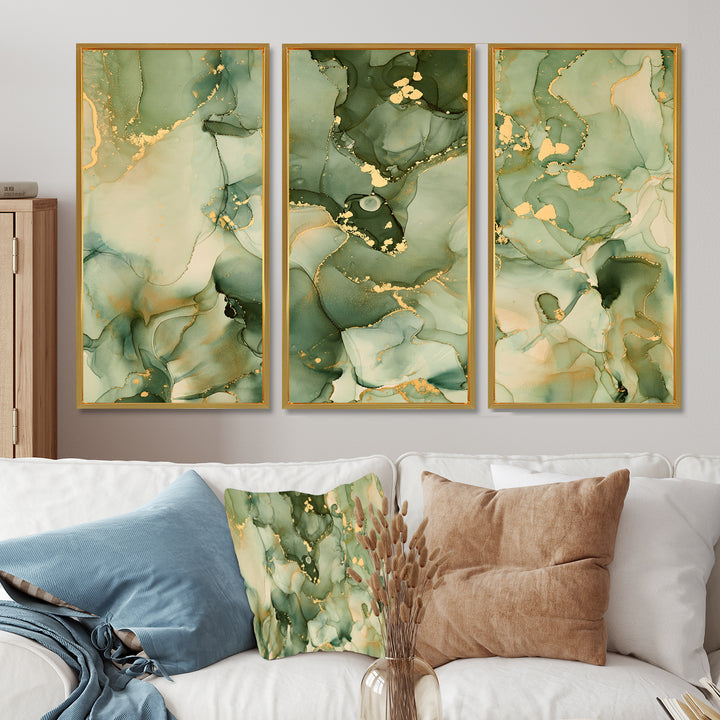 Green Luxury Abstract Fluid Art I - Multi-Panels