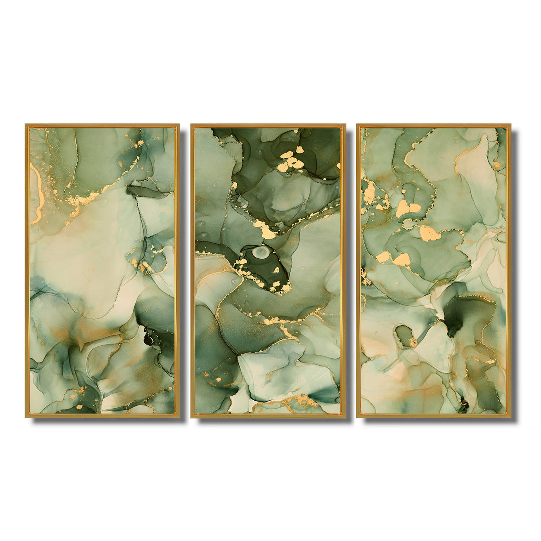 Green Luxury Abstract Fluid Art I - Multi-Panels