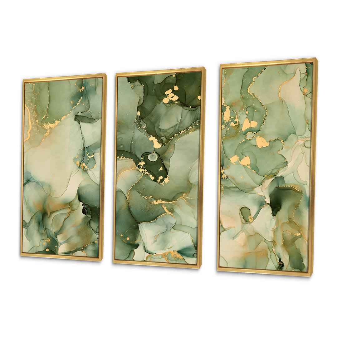 Green Luxury Abstract Fluid Art I - Multi-Panels