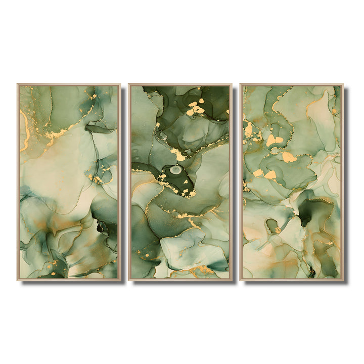 Green Luxury Abstract Fluid Art I - Multi-Panels
