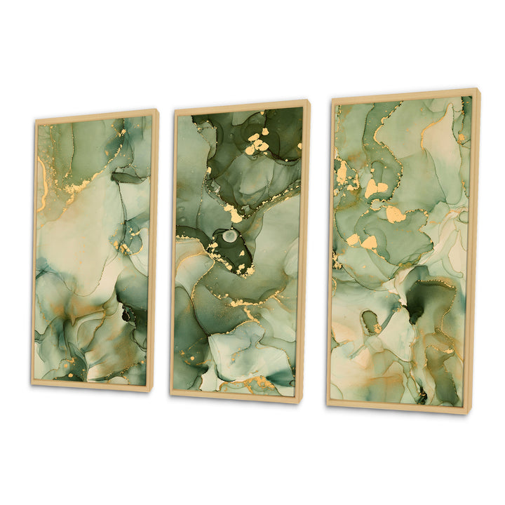 Green Luxury Abstract Fluid Art I - Multi-Panels