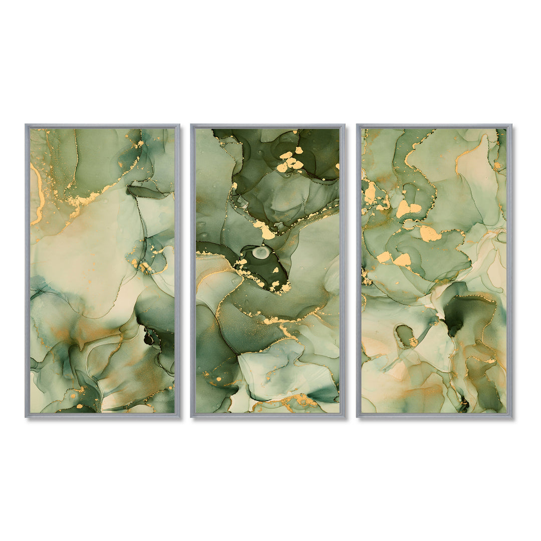 Green Luxury Abstract Fluid Art I - Multi-Panels