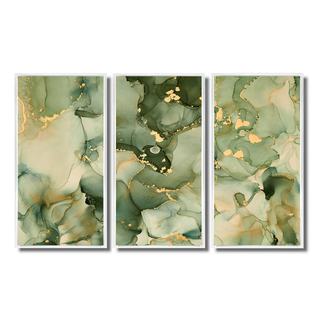 Green Luxury Abstract Fluid Art I - Multi-Panels