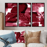 Abstract Burgundy Strokes On White - Multi-Panels