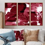 Abstract Burgundy Strokes On White - Multi-Panels