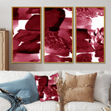 Abstract Burgundy Strokes On White - Multi-Panels