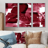 Abstract Burgundy Strokes On White - Multi-Panels