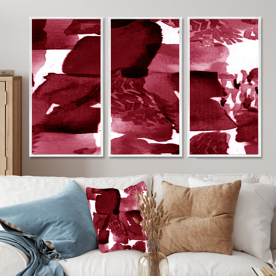 Abstract Burgundy Strokes On White - Multi-Panels