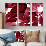 Abstract Burgundy Strokes On White - Multi-Panels