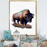 Double Exposure Of A Bull With Nevada Landscape - Buffalo Wall Art Prints